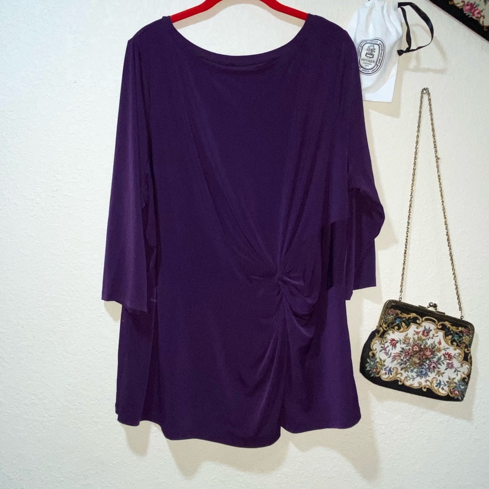 Lane Bryant Royal Purple Ruched Blouse 22/24 3X